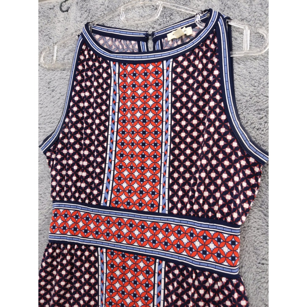 Max Studio XS Maxi Dress Sleeveless Red Blue Geometric Print Stretch Jersey - Picture 2 of 9
